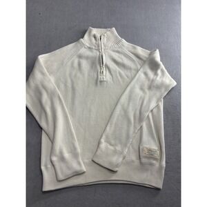 Polo Jeans Company Ralph Lauren Mens L Ribbed Quarter Zip Pullover Sweater Cream
